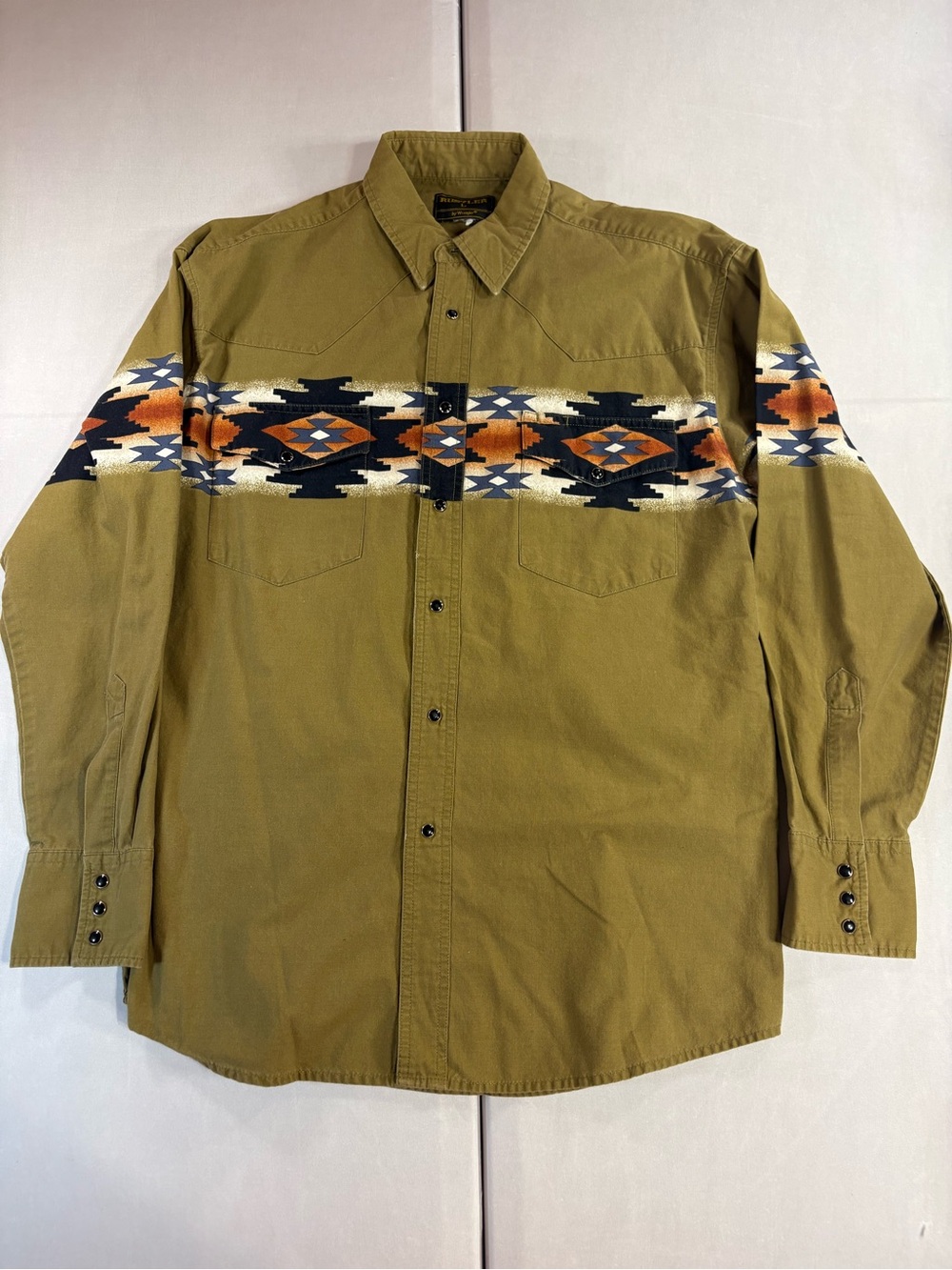 Rustler by Wrangler Men’s Large Western Shirt Aztec Southwestern Snap Front